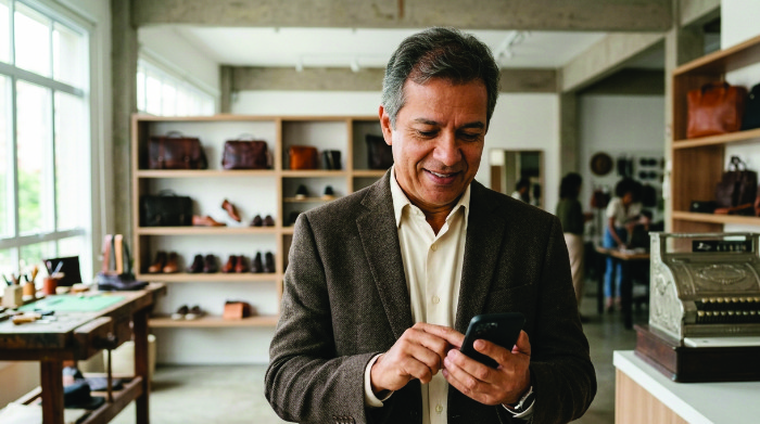 Instagram para negócio tradicional — dono de negócio configurando perfil comercial pela primeira vez dentro de sua loja